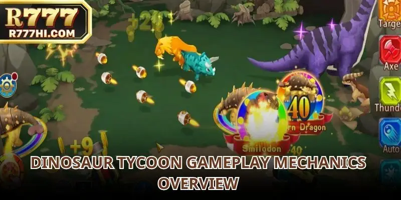 Dinosaur Tycoon is structured around arcade fishing mechanics